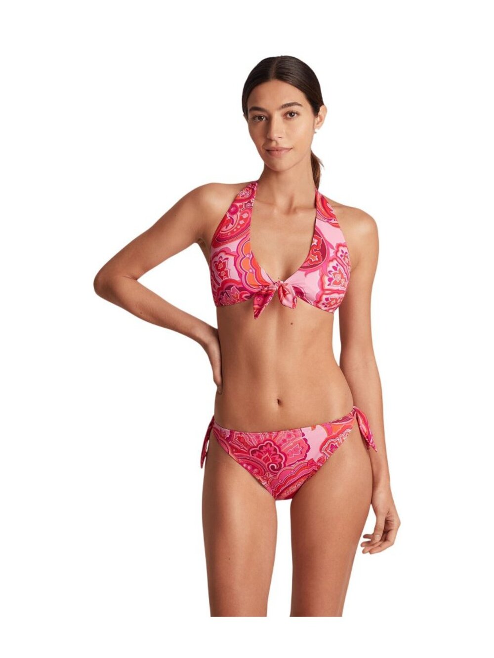 NWT Lauren Ralph Lauren Halter Bikini Top Provence Paisley Pink Multi 12